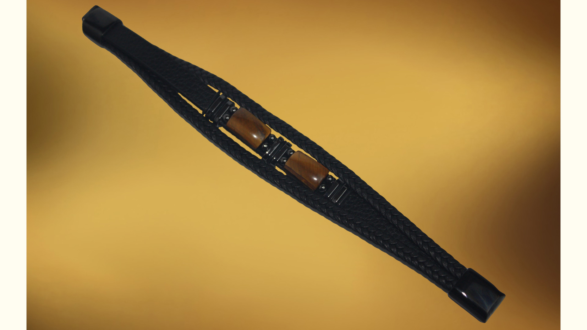 Herrenarmband aus Leder mit Tigerauge-Perlen: robust und ansprechend