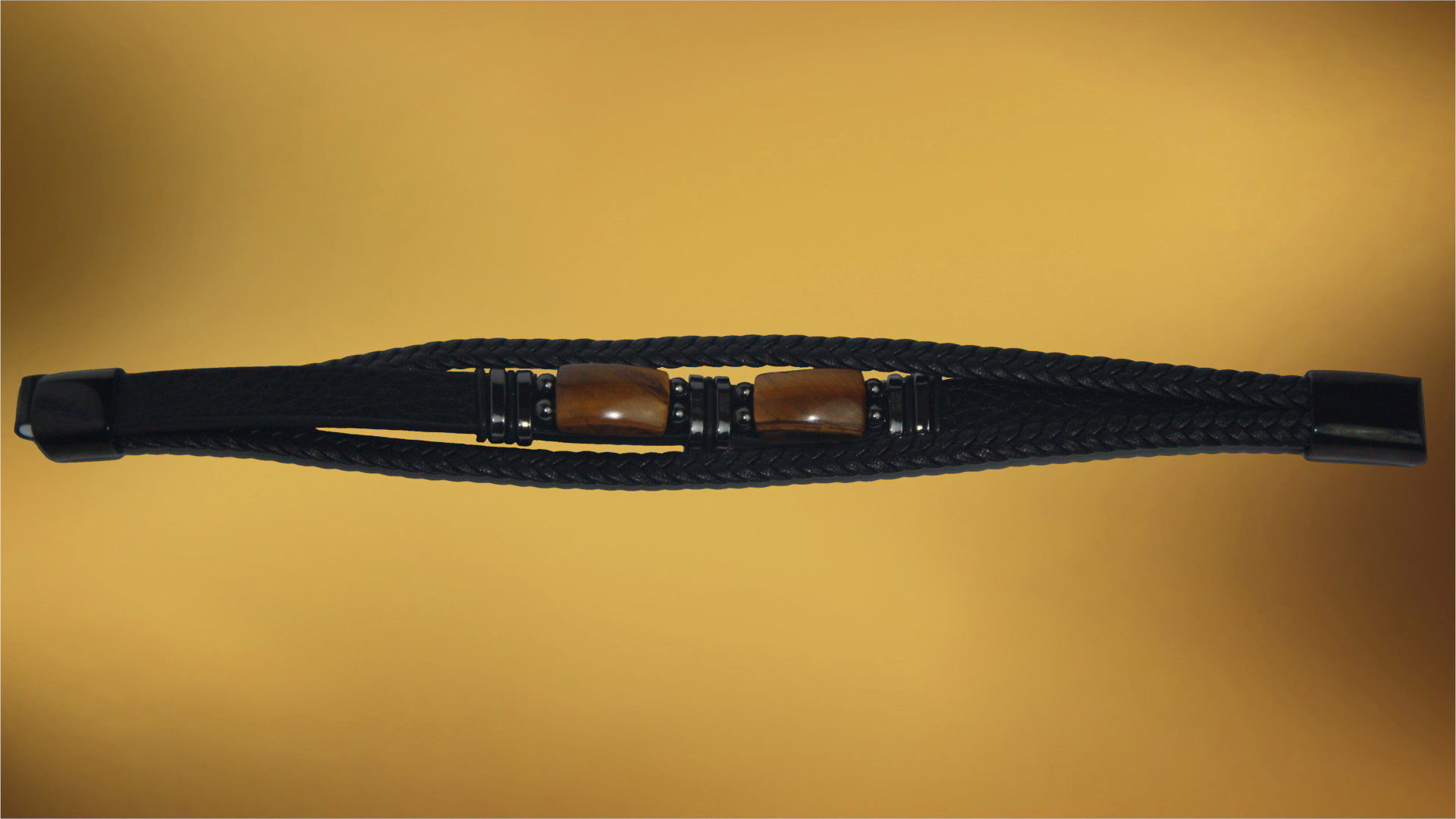Herrenarmband aus Leder mit Tigerauge-Perlen: robust und ansprechend